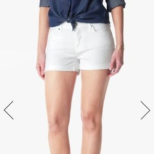 7 for all Mankind roll up cuff white jean shorts